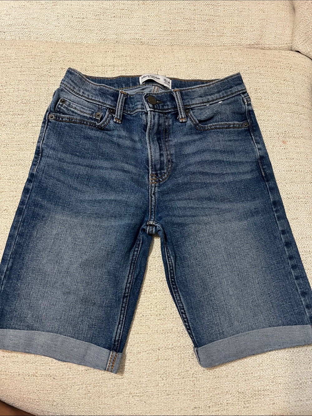 Abercrombie & Fitch Mid-Wash Blue Denim Bermuda Shorts